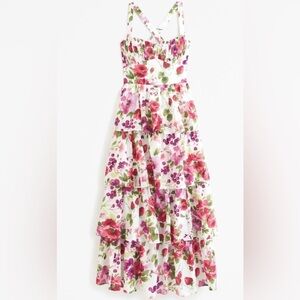Abercrombie & Fitch Tiered Lace-Up Back Maxi Dress